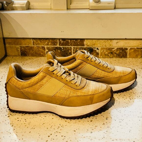 Tan and White Memory Foam Sneaker - Picture 2 of 11